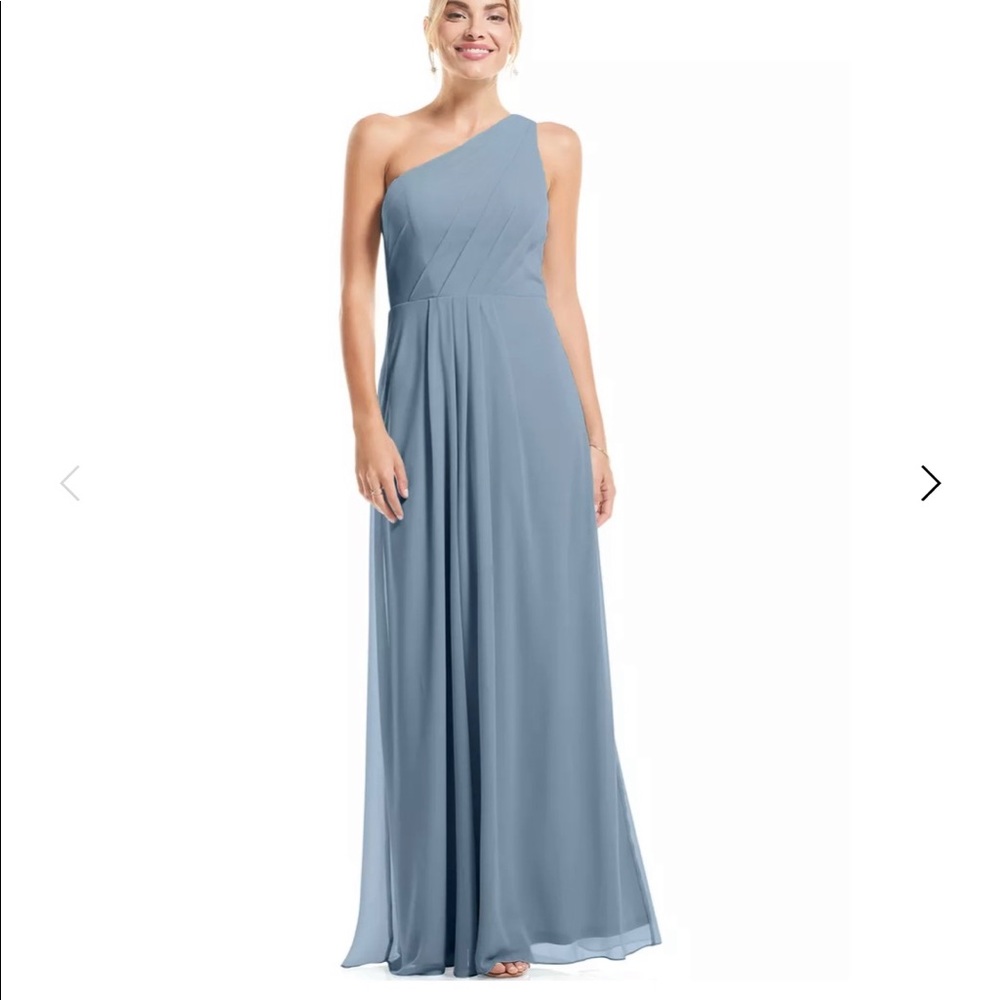Bill Levkoff Slate Chiffon Asymmetrical A-Line Dress